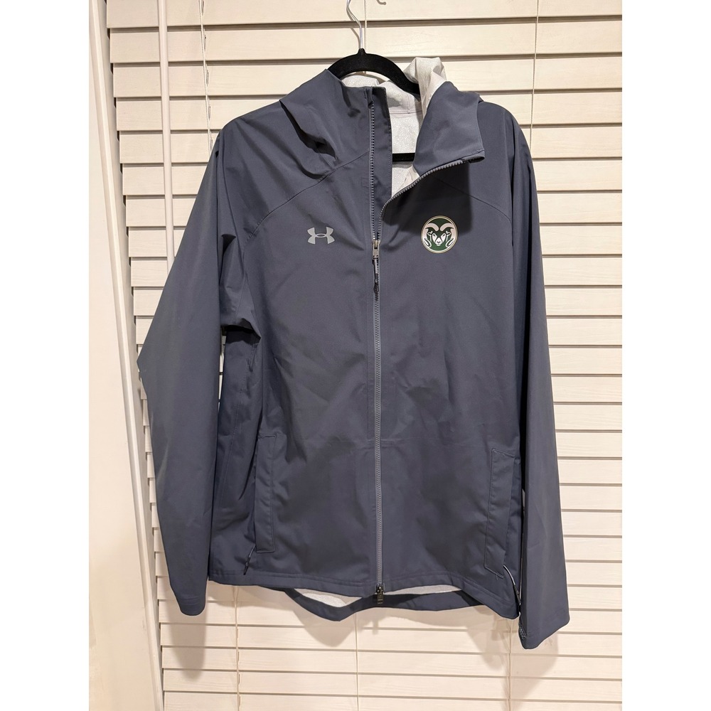 Under Armour Team Issue Gray Colorado State Rams Full Zip Hooded Rain Jacket‎  M